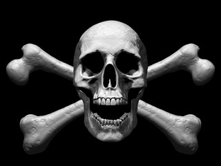 skull and crossbones illustration isolated in background - Illustration