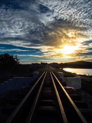  train line under the sunset