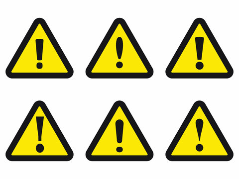 Warning sign, yellow and black triangle warning icon