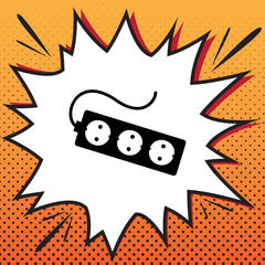 Electric extension plug sign. Vector. Comics style icon on pop-a