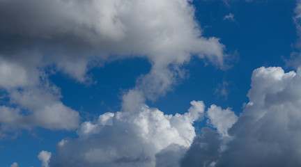 Obraz premium Blue sky with white clouds. Nature background.