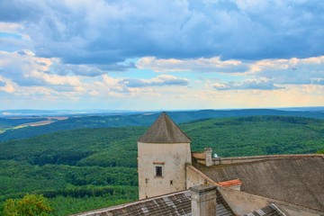 Fototapeta premium View of Buchlov Castle over The White Carpathians, Czech Republic