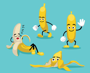 Banana Character Cartoon Vector Illustration