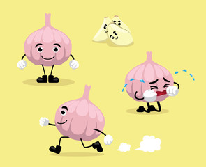 Fototapeta premium Garlic Character Cartoon Vector Illustration