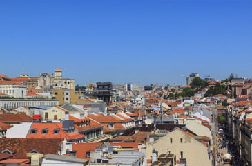 The view of the city from view point. The roofs of the houses. Lisbon, Portugal.