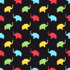 pattern with multicolored elephants