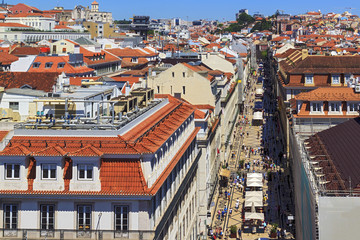 Obraz premium The view of the city from view point. The roofs of the houses. Lisbon, Portugal.