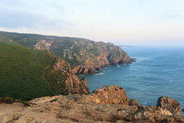 Cliffs over the Atlantic ocean. The westernmost point in Europe.Cape Roca (Cabo da Roca), Portugal.