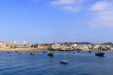 Fototapeta na wymiar Seaside view of Cascais. A suburb of Lisbon, Portugal. Atlantic coast.