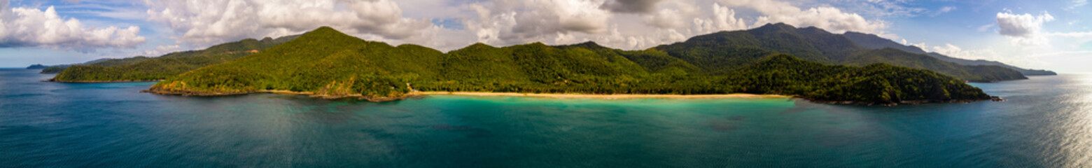 Fototapeta na wymiar Panorama of the gorgeous Nagtabon Beach in Puerto Princesa, Palawan, Philippines