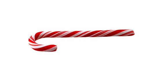 Christmas Candy cane with red Bow isolated on white background