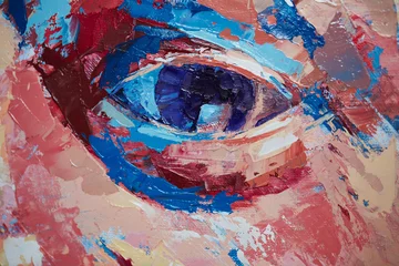 Handgezeichnetes Ölgemälde. Hintergrund der abstrakten Kunst. Ölgemälde auf Leinwand. Farbtextur. Fragment des Kunstwerks. Farbflecken. Pinselstriche der Farbe. Moderne Kunst. Zeitgenössische Kunst. Bunte Leinwand. © kasmasov