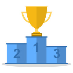Prize podium. First place award. Champions or winners infographic elements. Vector illustration