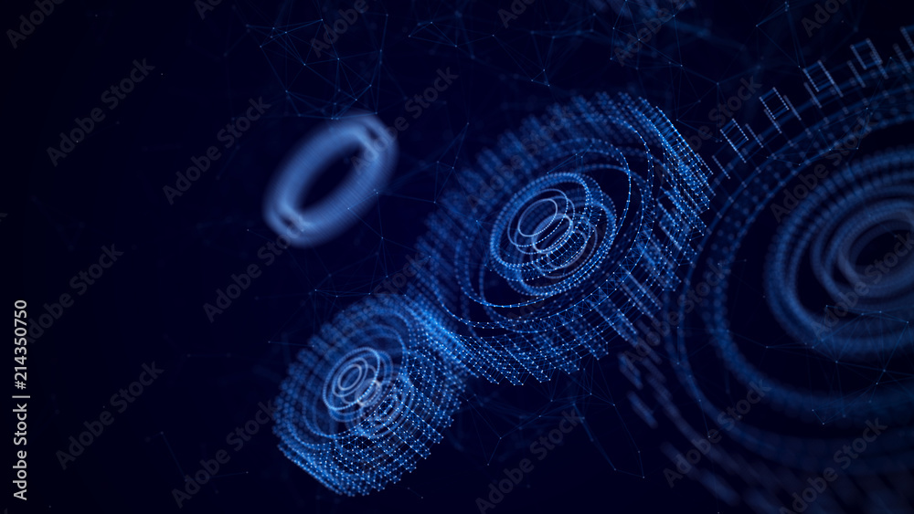 Aufkleber abstract technology background. technology concept. gear wheel. big data concept. 3d illustration. 3