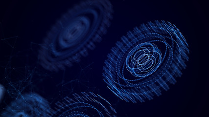 Abstract technology background. Technology concept. Gear wheel. Big Data concept. 3d illustration. 3d rendering.