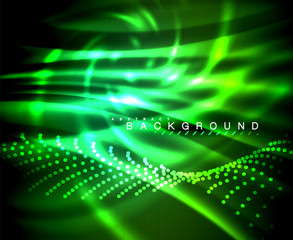 Neon glowing techno lines, hi-tech futuristic abstract background template with square shapes