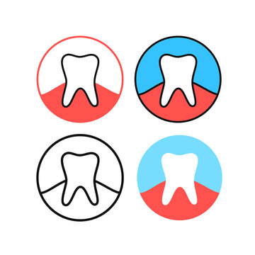 Simple Teeth Dental Icons Set. Tooth Clinic Logo Vector Illustration