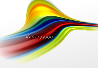 Fluid liquid mixing colors concept on light grey background, curve flow, trendy abstract layout template for business or technology presentation or web brochure cover, wallpaper