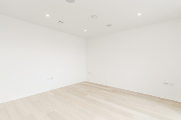 Empty bright room with wooden floor