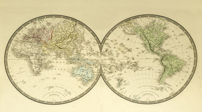 Weltkarte Landkarte von 1875 historisch