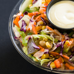 Close up shot of a healthy green salad