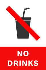 NO DRINKS sign. Vector.