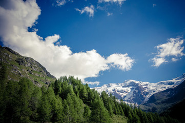 Panoramic view of the alpine valley of Gressoney Monte Rosa