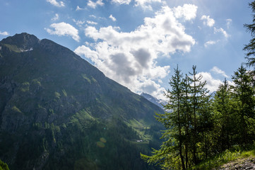 Fototapeta premium Panoramic view of the alpine valley of Gressoney Monte Rosa
