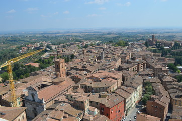 Fototapeta premium landscape View of the medieval city from a height Siena Italy 