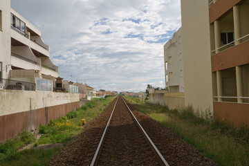 The railroad going into the distance