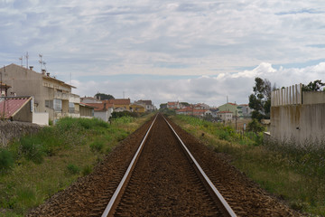 Fototapeta na wymiar The railroad going into the distance
