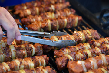 Grilled pork skewers.