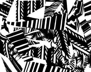 Naklejka premium White and black grunge pattern. Background. Brush. Vector.