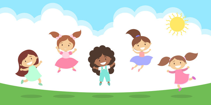 Jumping kids illustration