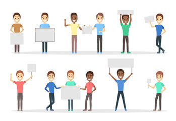 Group of people holding banners