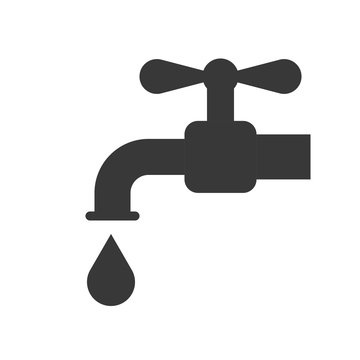 recommend clip art: Faucet and water droplet icon, saving water concept