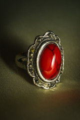 Vintage ring with red turquoise