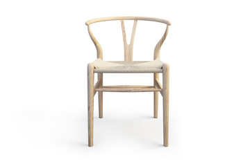 Modern light wood chair. 3d render