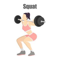 Woman making squats with barbell