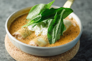 cannelloni on a plate with meat