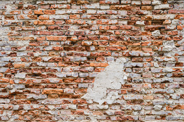 Cracked old orange bricks wall background