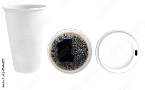 Kaffeebecher Und Schwarzer Kaffee Mit Weissem Plastikdeckel Von Oben Auf Weissem Hintergrund Freigestellt Stock Photo And Royalty Free Images On Fotolia Com Pic