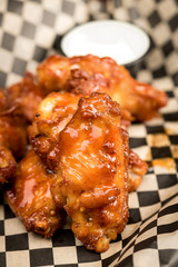 Basket of Chicken Wings that are golden on color and ready to eat