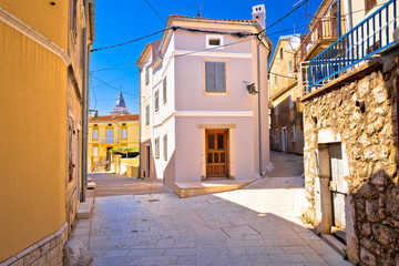 Town of Omisalj old mediterranean street view