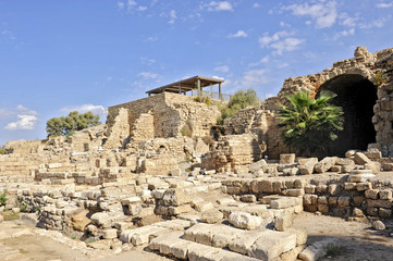 Fototapeta na wymiar Überreste vom Hafen (Sebastos) des Herodes, Caesarea, Israel, Naher Osten, Vorderasien