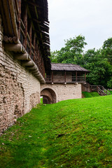 Inner courtyard is an ancient fortress with a wooden roof