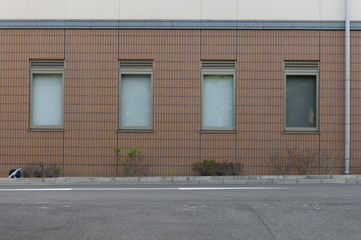 street wall background ,Industrial background, empty grunge urban street with warehouse brick wall