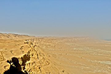 Blick von der Festung Masada in die Wüste Judäa, Israel, Totes Meer, Naher Osten