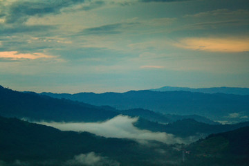 Panoramic view of sunrise at Broga hill, Selangor, Malaysa