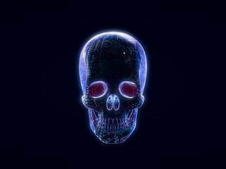 Abstract Skull,skull on ,futuristic style.3d rendering